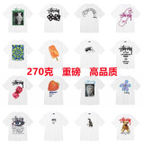 New high-quality Stussy short-sleeve T-shirt for foreign trade, 270g heavyweight, high quality, unisex