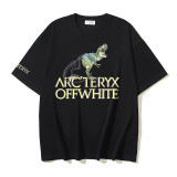 Wholesale high-quality foreign trade trendy brand off-shoulder short-sleeve T-shirts with melting arrow gradient starry sky splatter ink design, couple style