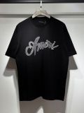 Cross-border trendy brand AMIRI letter logo cross and four-pointed star double-thread pure cotton unisex loose-fit short-sleeve T-shirt