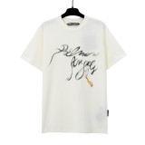 Foreign trade cross-border wholesale pa angel trendy brand coconut tree flame letter logo graffiti paint short-sleeve T-shirt for men and women