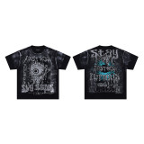 FIRST ROW LOST UTOPIA UNIVERSE CROPPED TEE white ink direct print short sleeve t-shirt for men