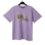 Correct version of the PA trendy brand short-sleeve T-shirt with decapitated bear, palm tree, high street style, ins teddy bear, shark, for men and women, couple's T-shirt