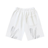 Brushed fleece 450g double logo print OW shorts, new summer style, European and American trendy brand, plus size knee-length shorts