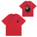 Summer trendy brand short-sleeve T-shirt with dice, black eight, and ice cream designs, basic American style couple's wear for summer