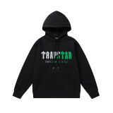 Trapstar's new rainbow gradient letter tiger head embroidery unisex hooded sports sweatshirt and jogger pants set