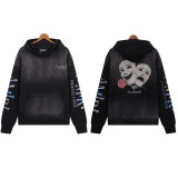 AMIRI American fashion brand washed casual logo embroidered hoodie with lettering, loose fit, unisex