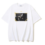 25ss European and American cross-border fashion high street OFF-WHITE high-quality printed graffiti loose short-sleeve T-shirt for men and women