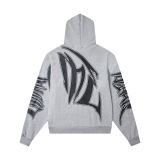 High-quality MIXED EMOTION trendy street hip-hop rhinestone white ink direct-print zipper hoodie for men and women