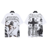 Cross-border American Hell Star niche trendy brand retro print casual loose round-neck short-sleeve T-shirt