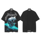 25ss Summer New Godspeed American Style Trendy Rock Street Hip-Hop Vintage Washed Printed Short Sleeve