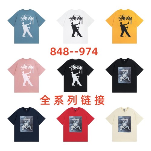 Original label one-piece dropshipping trendy brand STU West short-sleeve T-shirt with dice, black eight, ice cream designs, basic American style couple's wear for summer