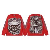 Cross-border high street fashion brand Hellstar skull lightning print washed vintage long-sleeve sweatshirt