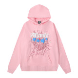 Trendy Hip-Hop Singer Foil Letter 555555 Couple's Hoodie, Casual Loose Pink Sweatshirt, Unisex