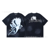25ss cross-border foreign trade HELLSTAR American-style trendy brand high street vintage washed distressed short-sleeve unisex T-shirt