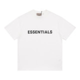 Heavyweight pure cotton FOG ICON small collar t-shirt, American style high-neck short-sleeve, loose fit, drop shoulder, unisex summer top