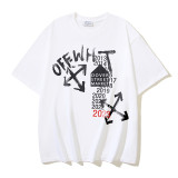Wholesale high-quality foreign trade trendy brand off-shoulder short-sleeve T-shirts with melting arrow gradient starry sky splatter ink design, couple style