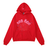 Trendy Hip-Hop Singer Foil Letter 555555 Couple's Hoodie, Casual Loose Pink Sweatshirt, Unisex
