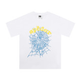 New European and American trendy high street couple's loose-fitting SP555DER spider web print short-sleeve T-shirt