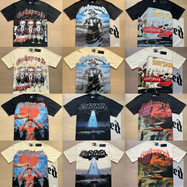 26ss Cross-Border Foreign Trade GOD American Trend High Street Vintage Washed Distressed Skull Unisex Loose Fit Printed Short Sleeve T-Shirt
