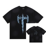 Niche cross-border trendy brand Thug Club's three-swords-and-moon print summer new casual loose fit style is popular among both men and women.
