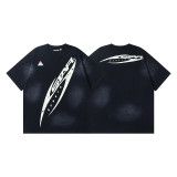 25ss Summer New Arrival Hellstar Fashionable High Street Washed Vintage Print Loose Short Sleeve T-Shirt Unisex