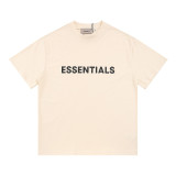 Heavyweight pure cotton FOG ICON small collar t-shirt, American style high-neck short-sleeve, loose fit, drop shoulder, unisex summer top