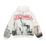 Cross-border American fashion brand VALE's new street hip-hop American-style washed vintage cotton sweatshirt with printed trendy design