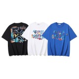 25ss high-quality OFF OW trendy high street arrow print summer short-sleeve casual loose T-shirt for men and women couples