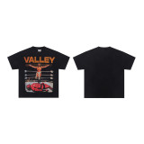 High-end American hip-hop couple's T-shirt, heavy-duty washed and distressed, West Coast rap short-sleeve, trendy basic style
