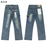 Cross-border European and American Purple Brand denim shorts, washed and distressed vintage splatter-paint denim pants for men