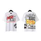 New cross-border HELL trendy high-quality vintage distressed T-shirt, loose fit printed short-sleeve T-shirt, unisex style for couples