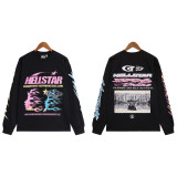 [Hell Series] Trendy High Street Hell Star Distressed Worker Head Print Casual Hoodie