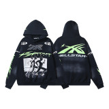 Hellstar European and American fashion brand high street vintage washed distressed printed street style loose hoodie for men and women