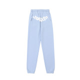 Sp555der spider web print hoodie, European and American trendy brand, large size loose-fitting long pants, hooded sweatshirt set, unisex