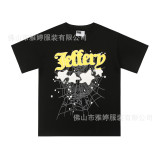 New Summer Spider Web Foam Print European and American Street Fashion Casual Loose Unisex Pullover Short Sleeve T-Shirt