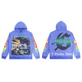 25 Cross-border Trendy American Retro God Classic Print Hooded Sweatshirt for Men and Women, Pure Cotton, High Quality, Loose Fit