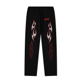 Trendy Letter Print Casual Streetwear Retro Hell Star Loose Hooded Sweatshirt and Sweatpants Set for Men and Women Couples