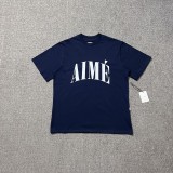 Cross-border foreign trade Aime classic letter print landmark building round neck loose-fitting unisex couple short-sleeve T-shirt trendy