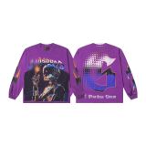 25ss high-quality GOD trendy high street vintage washed distressed printed zip-up hoodie loose long-sleeve T-shirt top