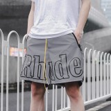 Cross-border foreign trade American trendy brand RHUDE 3M reflective letter print casual sports shorts for men and women