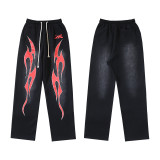 25ss high-quality Hellstar trendy high street washed distressed loose hoodie sweatshirt and pants unisex set