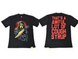 25ss American fashion high street COUGH SYRUP 3D white ink direct print rhinestone high street loose double yarn short sleeve t-shirt for men