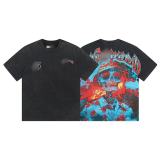 New Summer Arrival: GOD Fashion High Street Vintage Washed Distressed Short Sleeve Rock Band Print Loose Fit T-Shirt