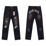 Cross-border foreign trade GOD trendy high street rock band washed vintage embroidered men's denim flared pants
