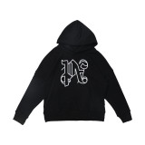 Wholesale cross-border trendy brand palm black and white decapitated bear embroidered hoodie for men and women, casual loose-fitting sweatshirt jacket