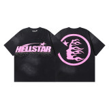 25ss Summer New Arrival Hellstar Fashionable High Street Washed Vintage Print Loose Short Sleeve T-Shirt Unisex