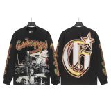 Autumn and winter cross-border American-style skull rock street washed print vintage cotton long-sleeve shirt for men and women