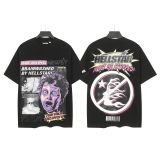 New cross-border HELL trendy high-quality vintage distressed T-shirt, loose fit printed short-sleeve T-shirt, unisex style for couples