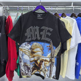 MIXED EMOTION American fashion brand Angel high street rhinestone vintage loose short-sleeve full-print unisex T-shirt