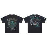 Lost Intricacy Tees European and American fashion brand, rhinestone lettering, washed and distressed, loose-fitting short-sleeve T-shirt for men and women